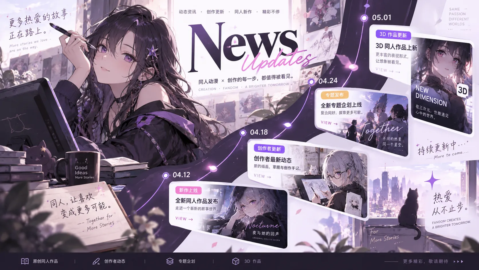 镜面剧场:共同创作同人动漫内容封面
